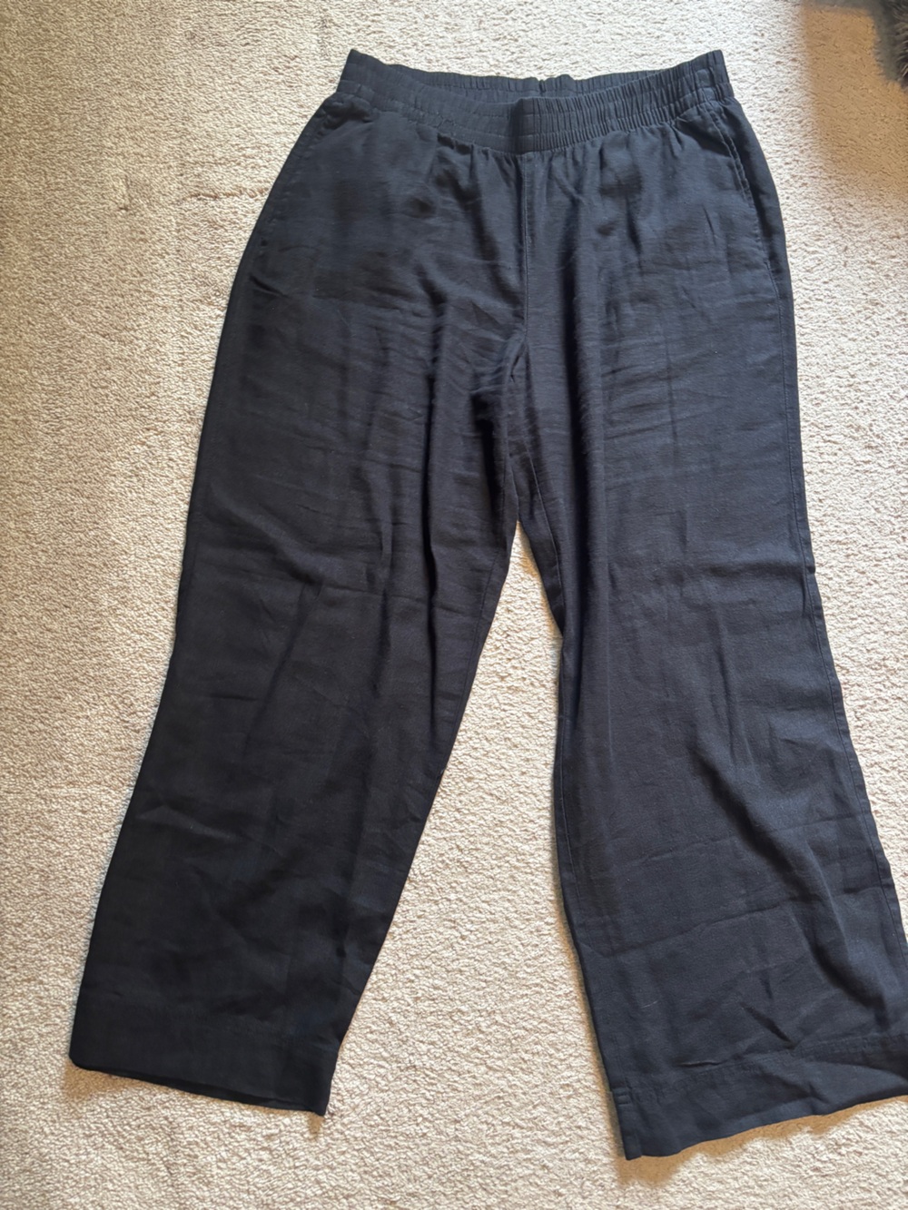 Old Navy Black Wide-Leg Linen Pants with Elastic Waist